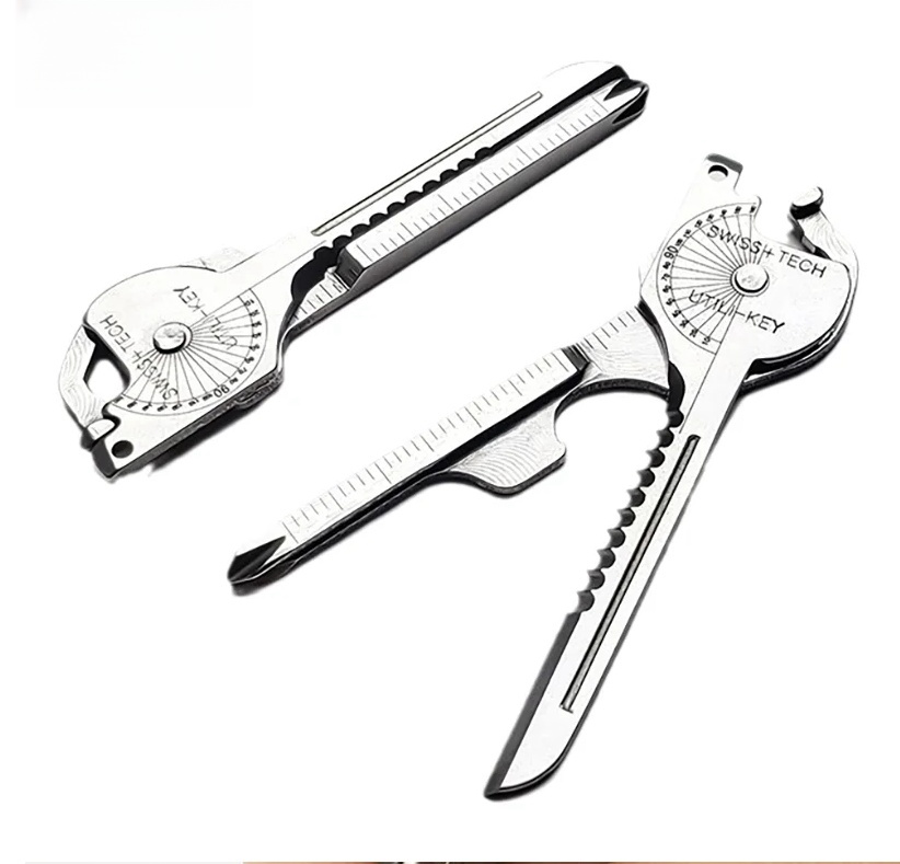 Portachiavi multi-strumento compatto portachiavi multifunzionale gadget strumento portatile con cacciavite apribottiglie strumento di emergenza da campeggio