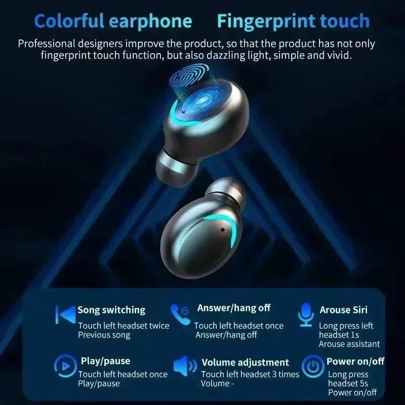 Tws F9-5 fone de ouvido bluetooth 5.3 sem fio fones alta fidelidade estéreo esportes à prova dwaterproof água aparelhos auditivos com microfone handsfree