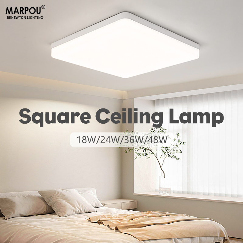 MARPOU LED-Deckenleuchten, quadratisch, neutral, Glanz, Inneneinrichtung, Heimdekoration, 18 W, 24 W, 36 W, 48 W, Badezimmer, Schlafzimmer, Küche, Wohnzimmer