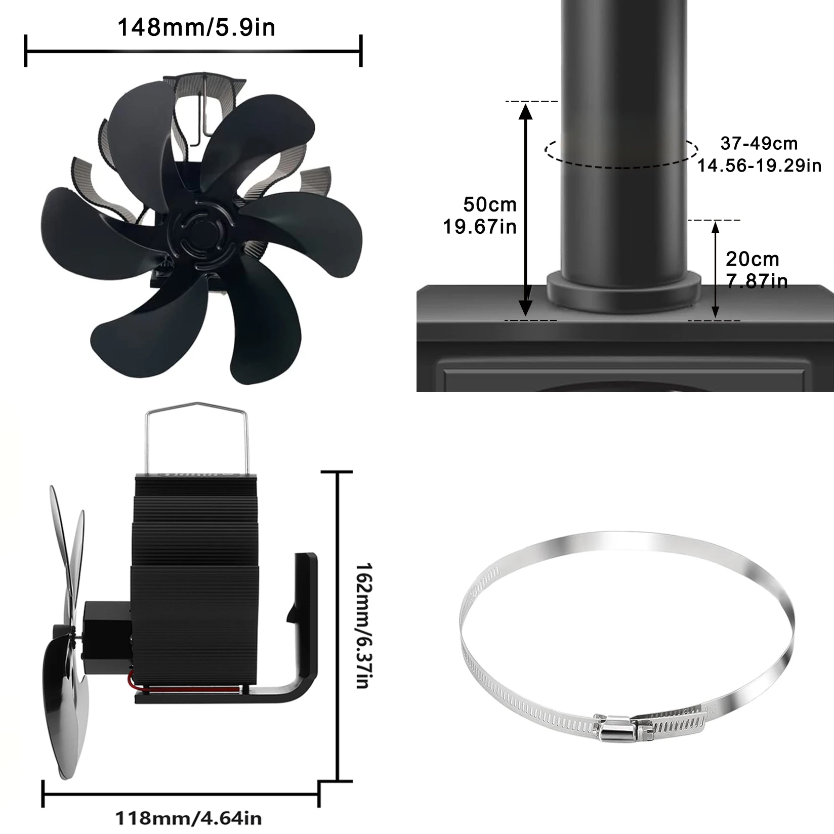 พัดลมเตาไม้, 6 ใบมีดความร้อนเตาพัดลม Non เตาผิงไฟฟ้าพัดลมสําหรับไม้/Log Burner/เตาไม้, เป็นมิตรกับสิ่งแวดล้อม