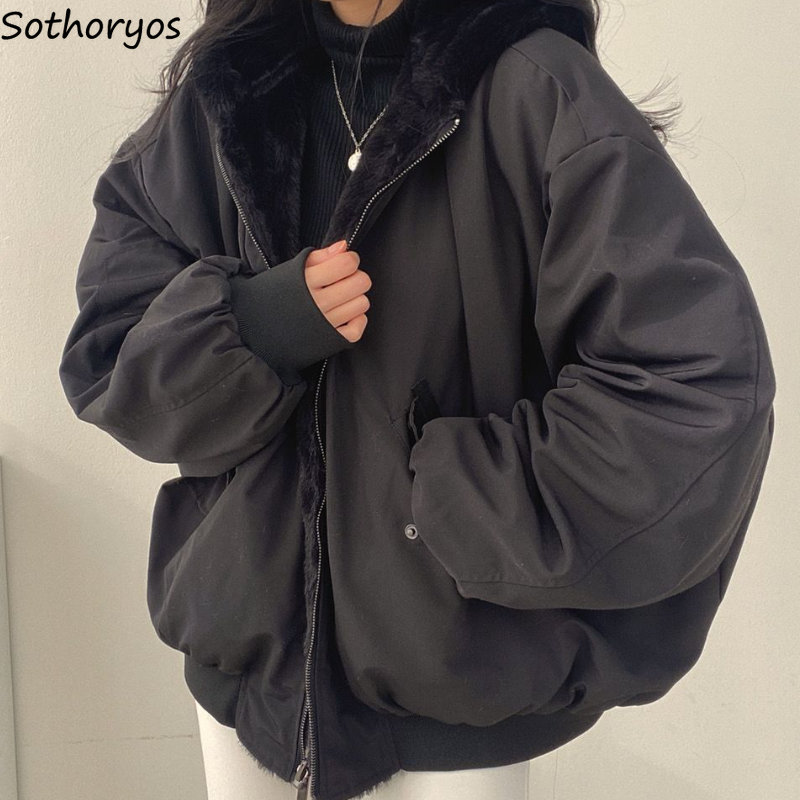 Parkas Frauen Verdicken Täglichen Studenten Casual Winter Komfortable Doppel-schicht Alle-spiel Koreanischen Stil Einfache Trendy Solide Warme nette