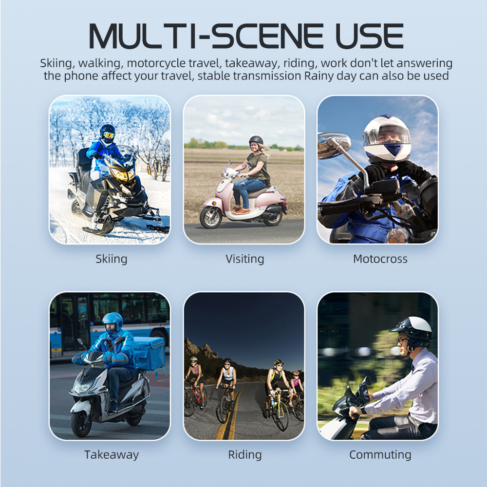 Y10 Auricolare per casco da motociclista Controllo vocale stereo Chiamata in vivavoce Bluetooth IPX7 Impermeabile 2000mAh con luce ambientale