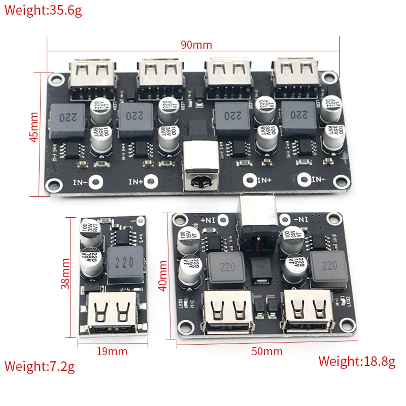 Convertidor de DC-DC USB QC3.0 QC2.0, módulo reductor de carga de 6-32V, 9V, 12V, 24V a placa de circuito de carga rápida de 5V