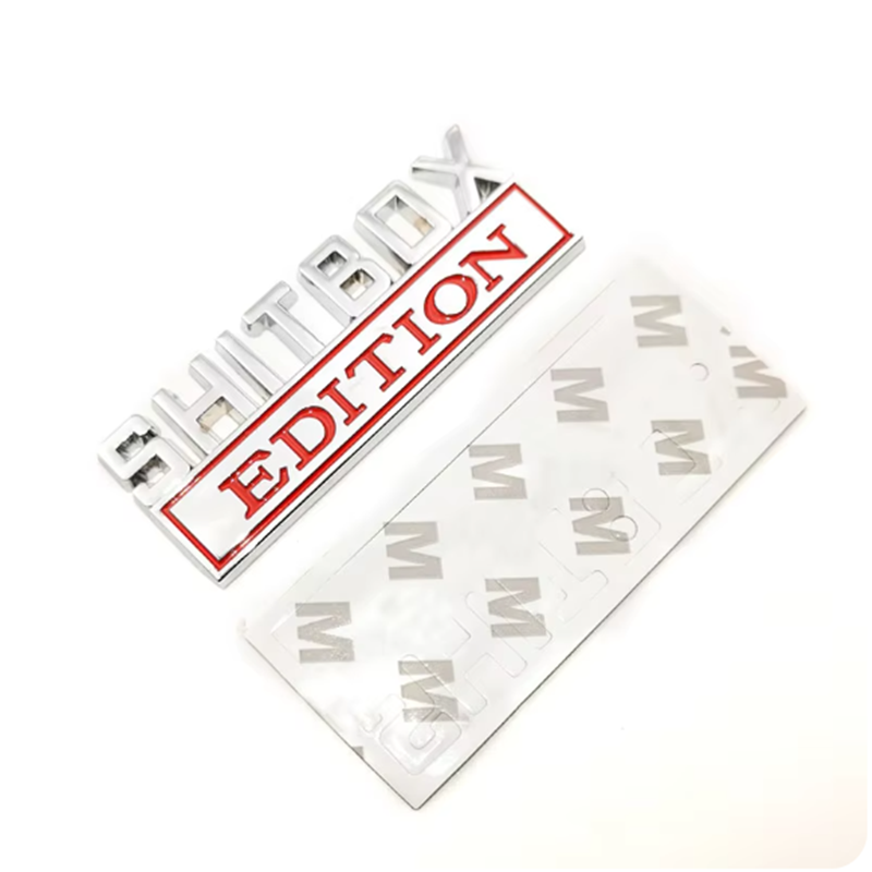 3D 亜鉛合金エンブレム SHITBOX EDITION バッジ カーテールサイドステッカーアクセサリー ジープ、ダッジ、クライスラー、トラック用。