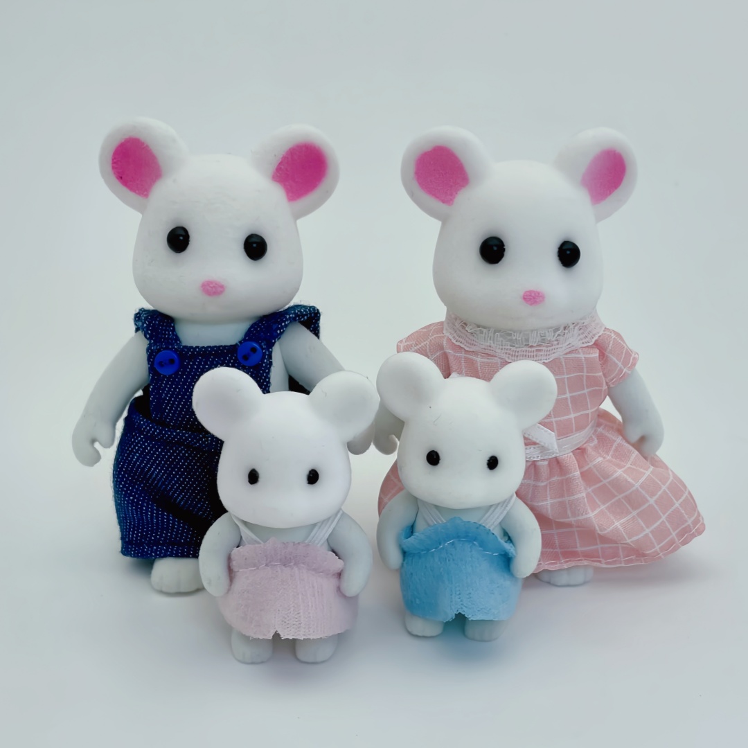 1:12 森の動物家族ミニウサギクマパンダ人形女の子ままごと人形セット森の家族ヴィラ家具セットおもちゃ