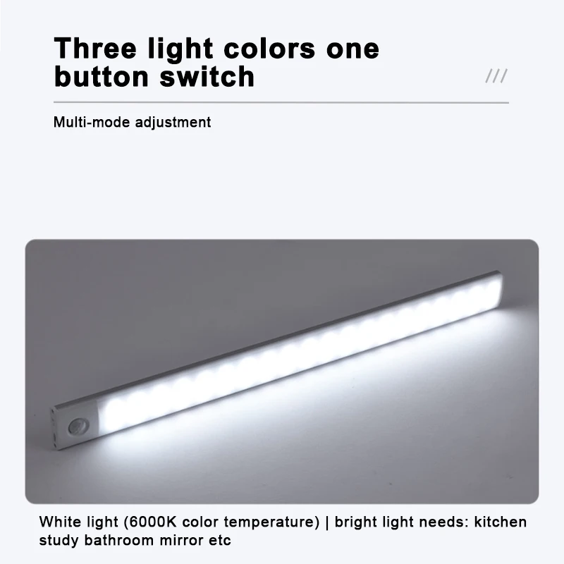 SEAMETAL Atualizado Sensor de Luz de Carro 3 Cores comutável Barra de Luz de Indução Automática para Carro USB Recarregável Led Sensor Lâmpada