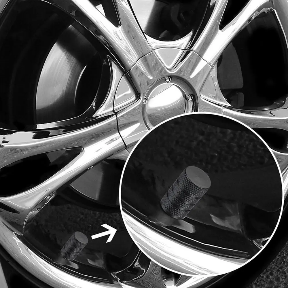 4 Uds. Tapas de válvula de neumático estilo moleteado, tapas de válvula de aire de vástago de rueda de bicicleta de coche de aluminio y plata, accesorio de tapa de presión de neumático