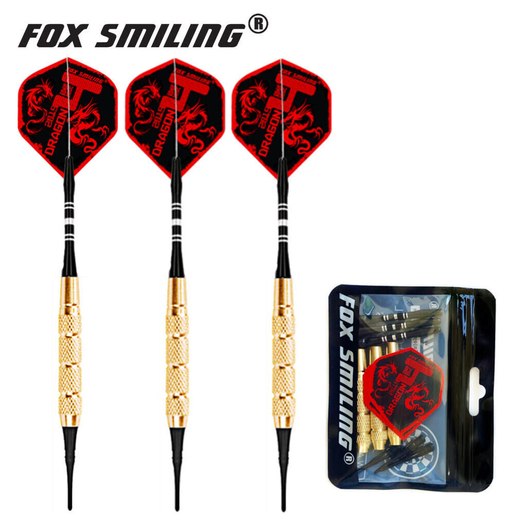 3 uds Fox Smiling 18g dardos electrónicos de punta suave con ejes de dardos de aluminio y puntas de nailon para juegos de dardos de interior