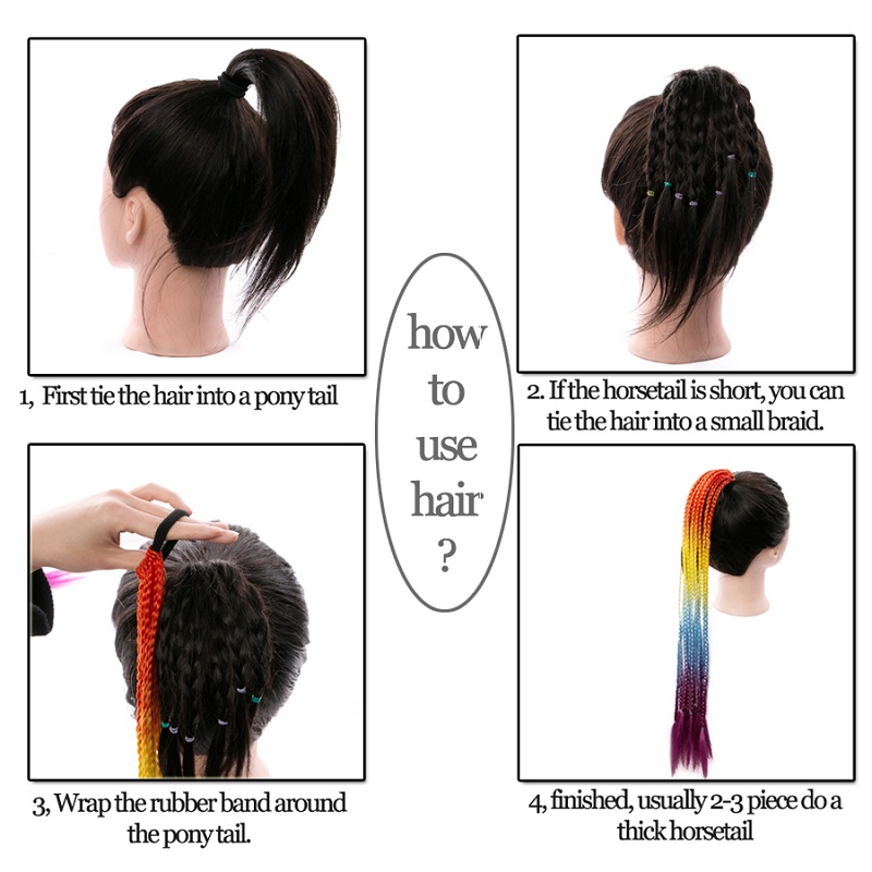 HAIRSTAR synthétique couleur tressé queue de cheval Extension de cheveux 60CM élastique élastique tressage queue de cheval Extensions de cheveux pour les filles