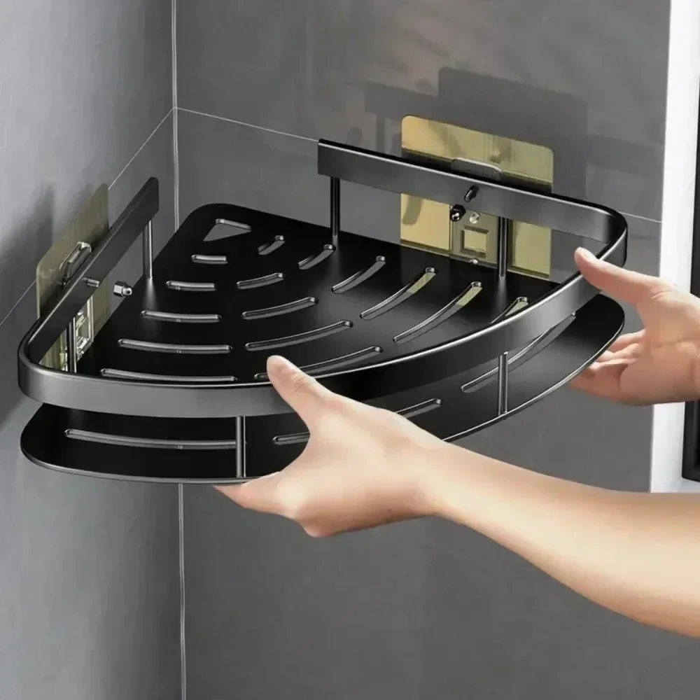 Bad Regal Kunststoff Shampoo Rack Make-Up Lagerung Organizer Dusche Regal Bad Zubehör Kein Bohrer Wand Ecke Regal