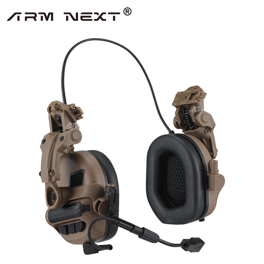 Auriculares tácticos compatibles con casco PTT, orejeras con cancelación activa de ruido para tiro militar, protección auditiva