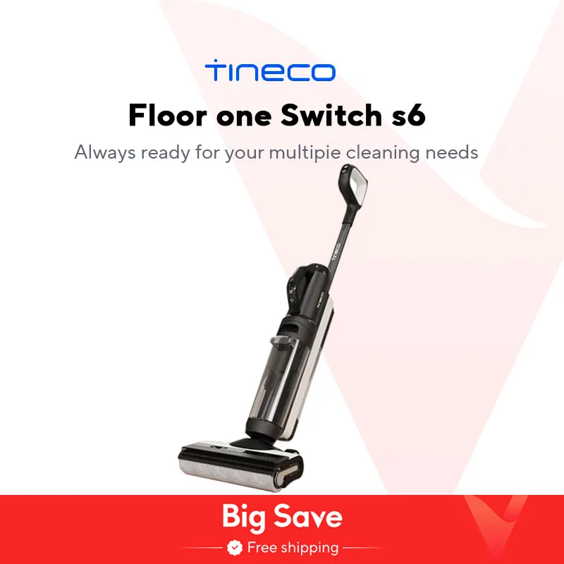 Tineco Floor One Switch S6 Nat-droogstofzuiger 5-in-1 Vloerreiniger Zelfreinigend Flitser Droog Dual-Edge Reiniging Hele huis