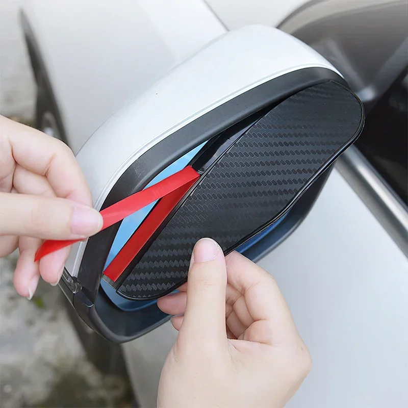 2 ชิ้นกระจกมองหลังรถยนต์กระจก Rain Rain Shield Snow Guard Sun Visor Auto ด้านหลัง Shade Protector กันฝนใบมีดสติกเกอร์