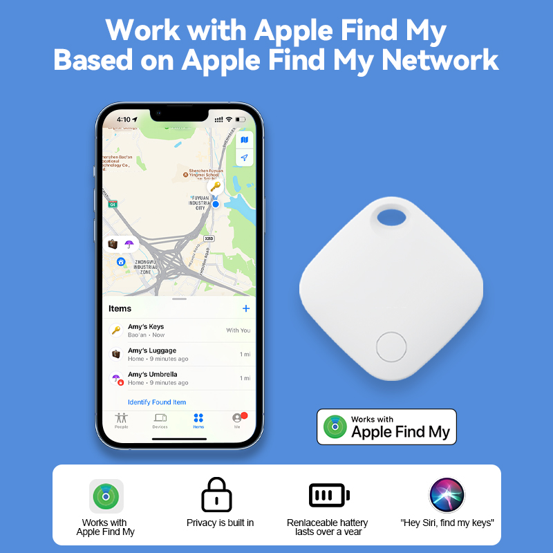 Rastreador inteligente de posicionamiento Global con clasificación MFI para iPhone, localizador de llaves IPAD, billetera, equipaje, mascota, seguimiento de BLE, etiqueta GPS en Find My