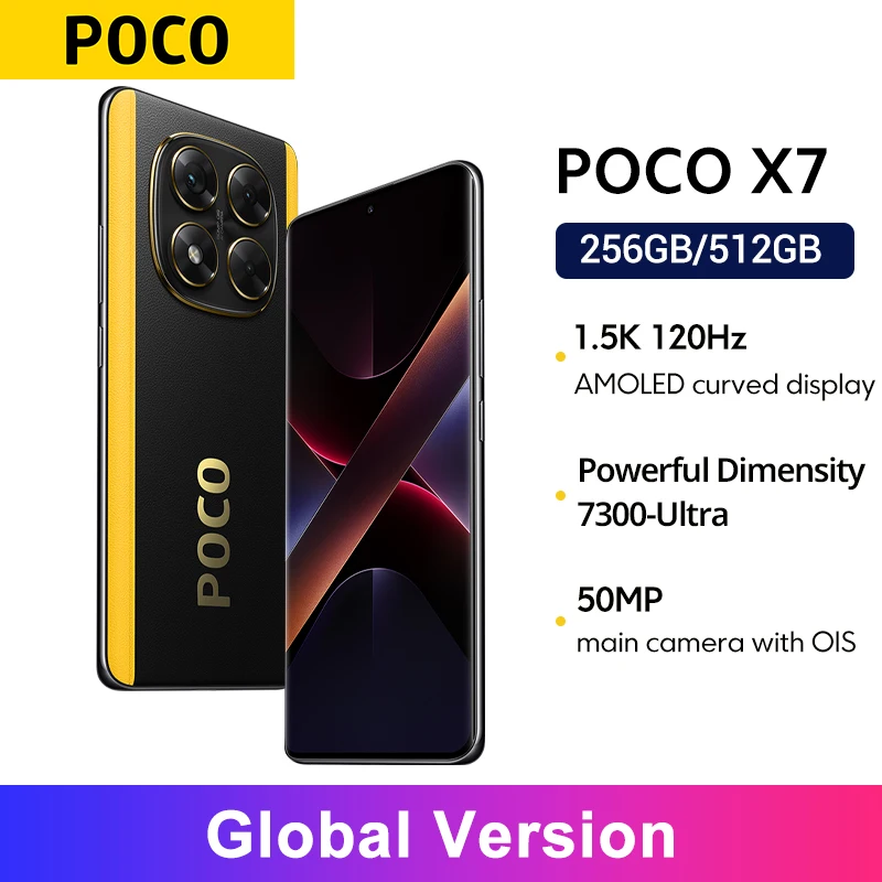 【Marca +】POCO X7 Smartphone Dimensity 7300-Ultra 6,67 "120Hz Pantalla AMOLED 45W 5110mAh 50MP Cámara IP68 Xiaomi HyperOS NFC