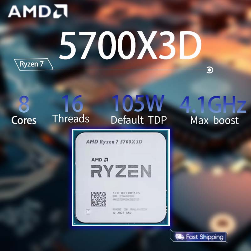AMD Ryzen 7 5700X3D CPU R7 5700X3D 8-Core 16-Thread 3,0 GHz--4,1 GHz AM4 Sockel CPU Prozessor Gaming Desktop PC CPU