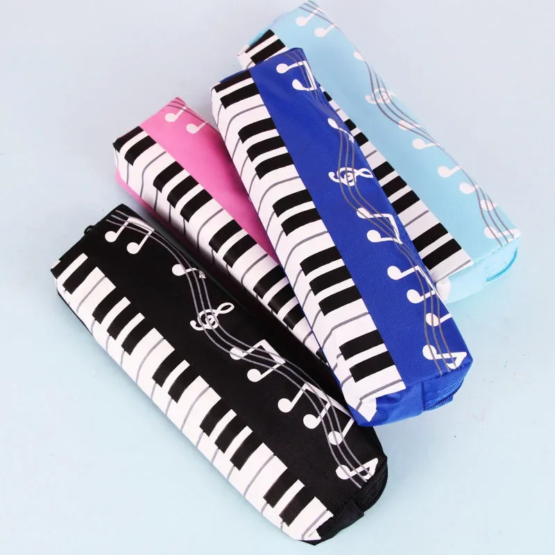 Creative Musical Note Piano Stationery Pouch Student Pencil Case Square Single Layer Oxford Cloth Pen Bag for Girls Boy