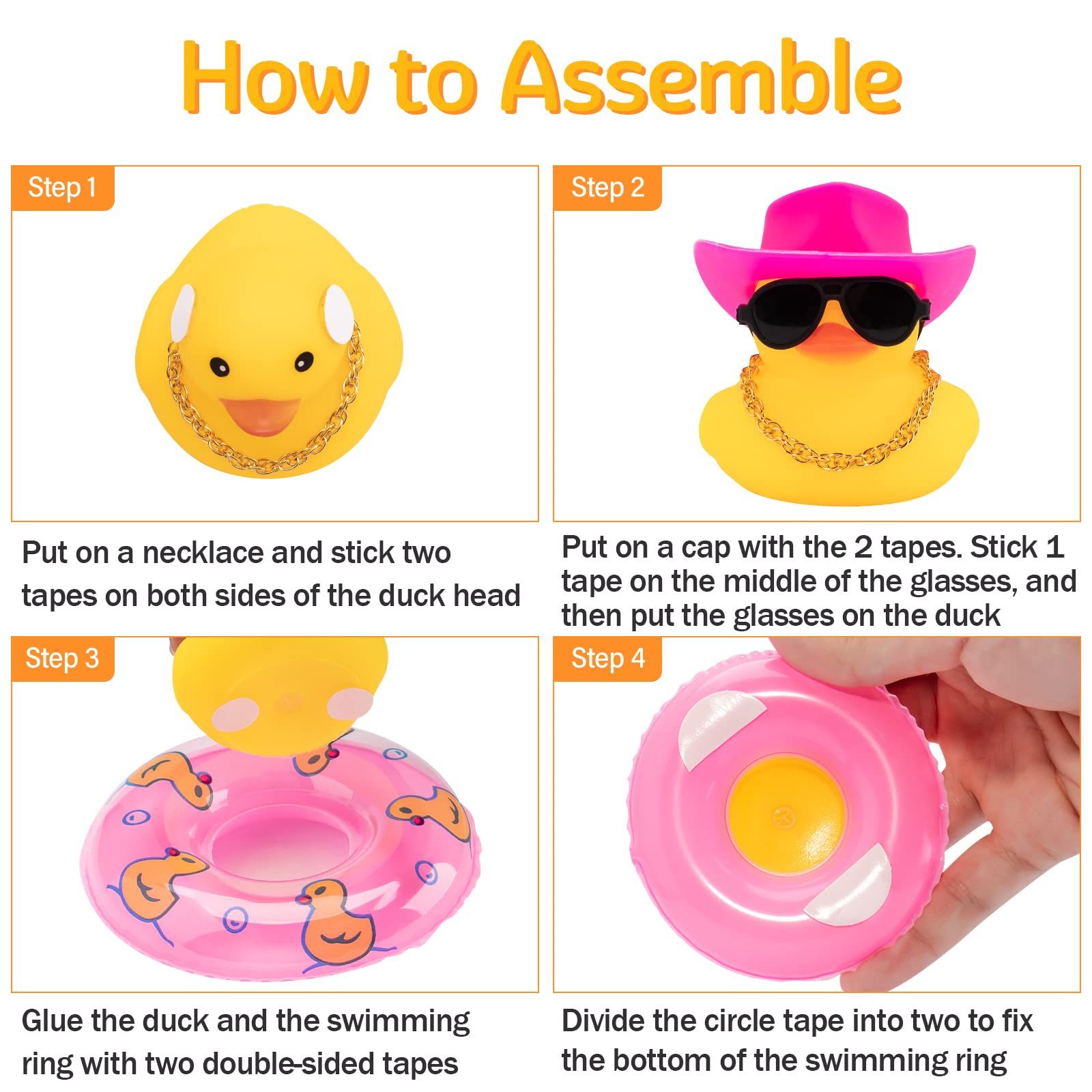 Car Rubber Duck Car Duck Decoration Dashboard Car Ornament for Car Dashboard Decoration Accessories with Mini Flower Hat Swim Ri