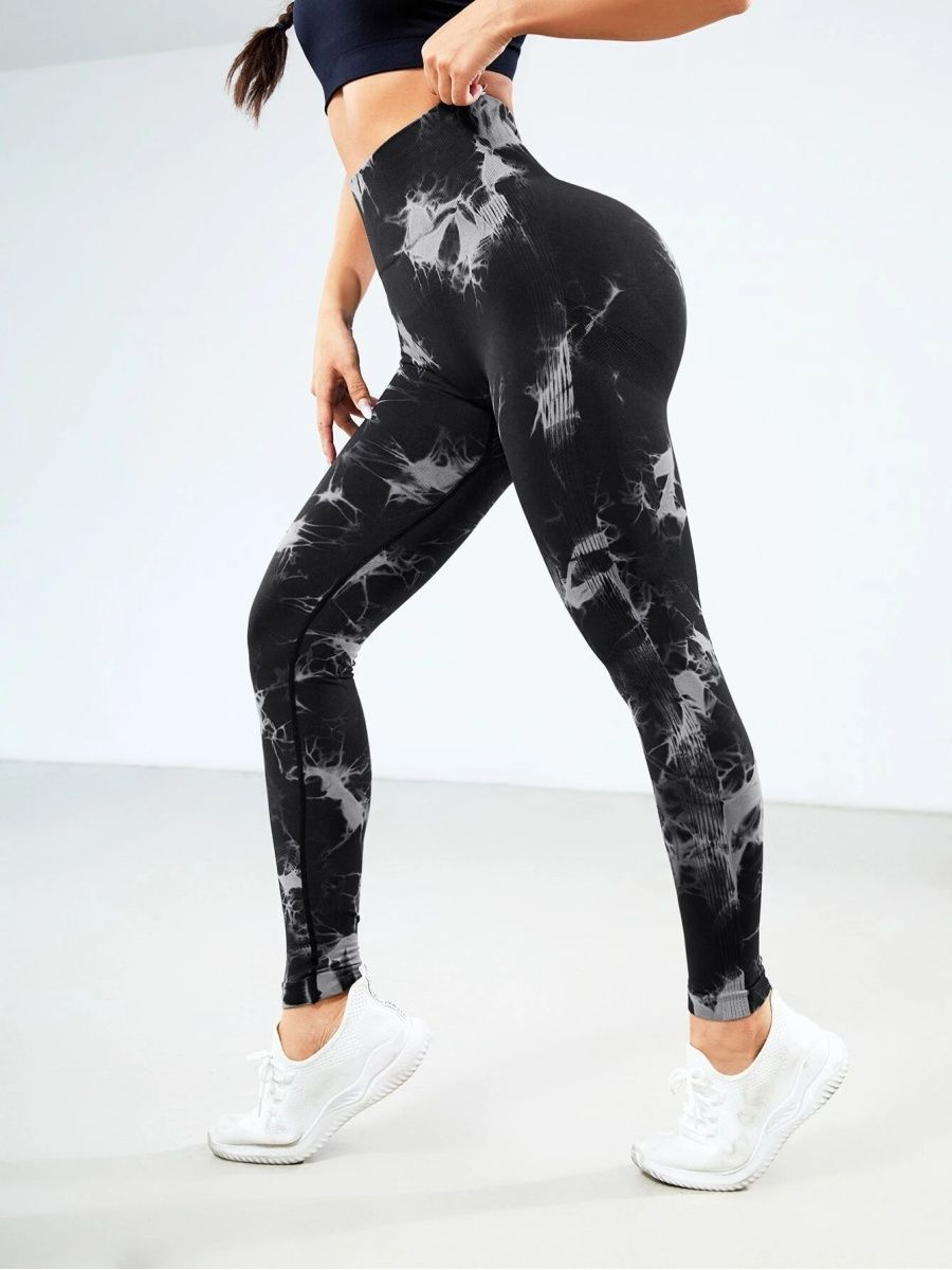 Damskie spodnie do jogi Tie Dye Legginsy sportowe Bezszwowe rajstopy Push Up z wysoką talią Damskie legginsy fitness do ćwiczeń 2024 Odzież gimnastyczna