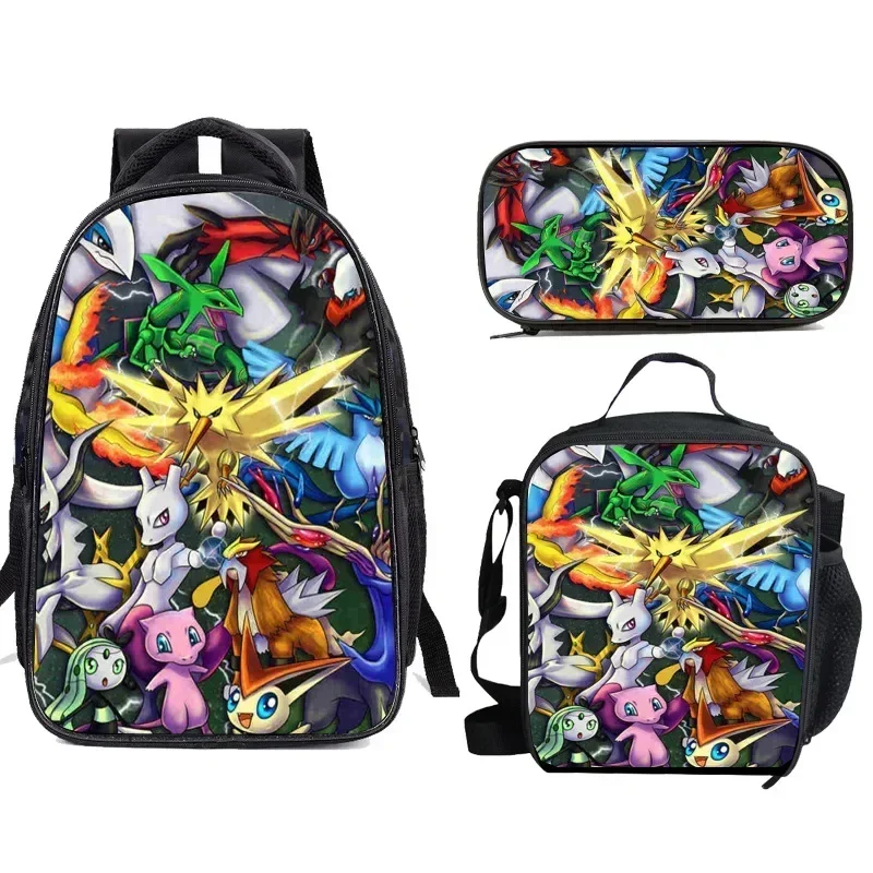 3PC-SET 新しい漫画食事バッグソニックランチバッグ鉛筆バッグ小中学生バックパック漫画スクールバッグ Mochila