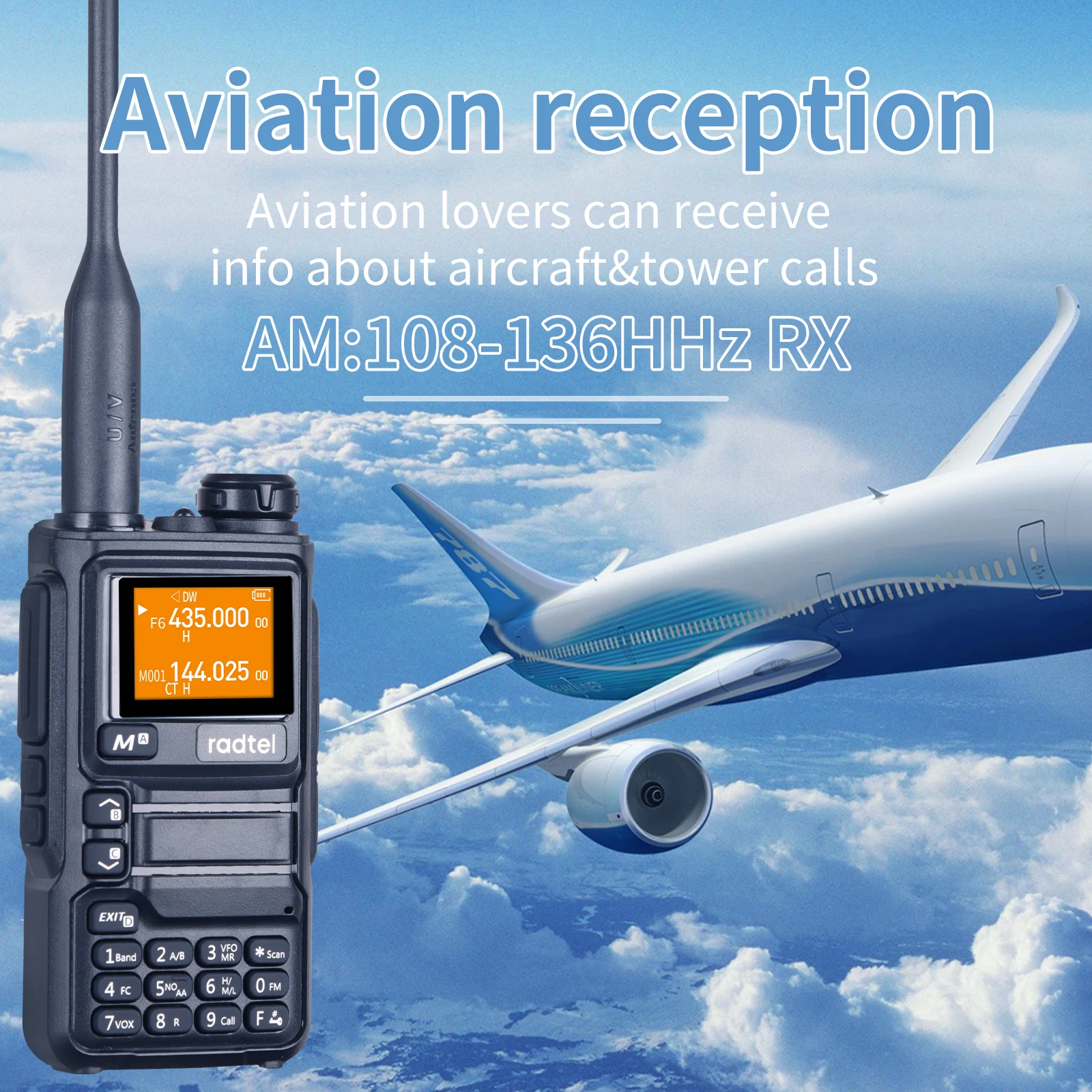 Radtel RT-590 Plus Air Band Walkie Talkie Amateur Ham Two Way Radio Station UHF VHF 200CH Full Band mit NOAA Channel AM Satcom