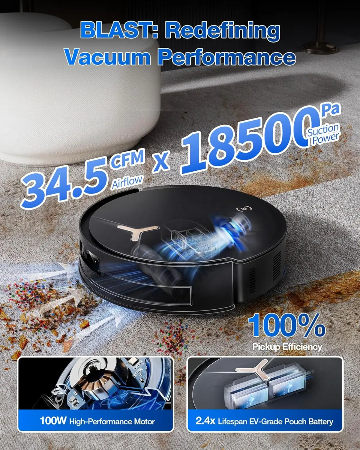 DEEBOT T50 MAX PRO Omni Robot Vacuum and Mop, 18,500Pa Suction, 18mm Auto-Lift,