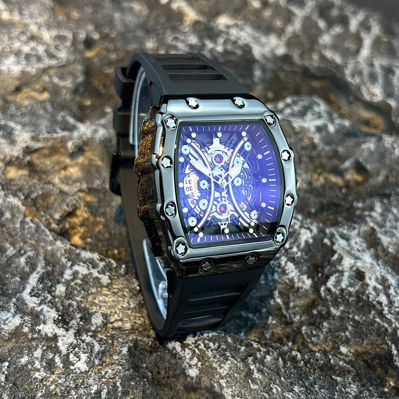 นาฬิกาผู้ชายหรูหรายี่ห้อ Wine Barrel dial แฟชั่น Night Glow กีฬานาฬิกาปฏิทินนาฬิกา Reloj L146