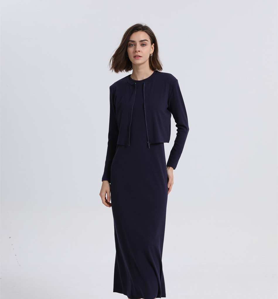 AS-Cardigan à fermeture éclair pour femme, robe longue maxi longueur, vêtements en tissu côtelé, fibre naturelle, vêtements de marque, Sunshine Out en 1 jour