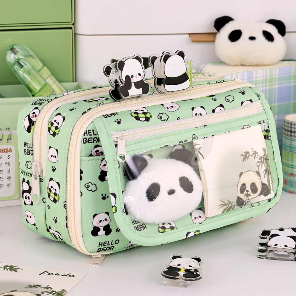 9-Layer Pencil Bag Creative Capybara/Panda Pen Bag Large Capacity Pencil Case Dirt-proof Stationery Organizer School Office