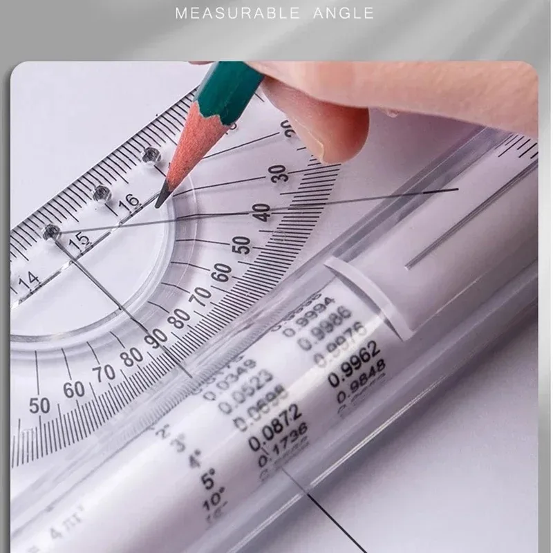 Multifunctional Parallel Ruler With Roller 30cm Plastic Clear Math Circular Drawing Measuring Tool Student Design Architectural