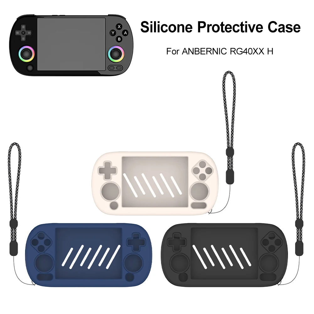 For ANBERNIC RG40XX H Game Console Silicone Case Shockproof Protector Shell Sleeve with Lanyard for Anbernic RG40XX H
