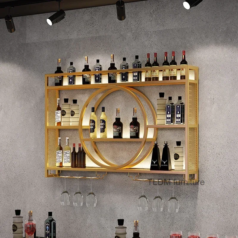 Exposição do plano do ouro Cremalheira do vinho, posição livre, parede moderna, grande, luxo, loja do licor, decoração