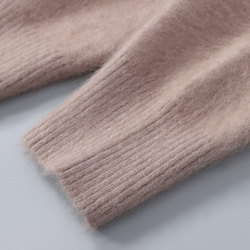 ชาย Mink CASHMERE เสื้อกันหนาวหลวมฤดูใบไม้ร่วงฤดูหนาวเยาวชนสีทึบเสื้อแขนยาวหนารอบคอถัก Bottoming เสื้อกันหนาว