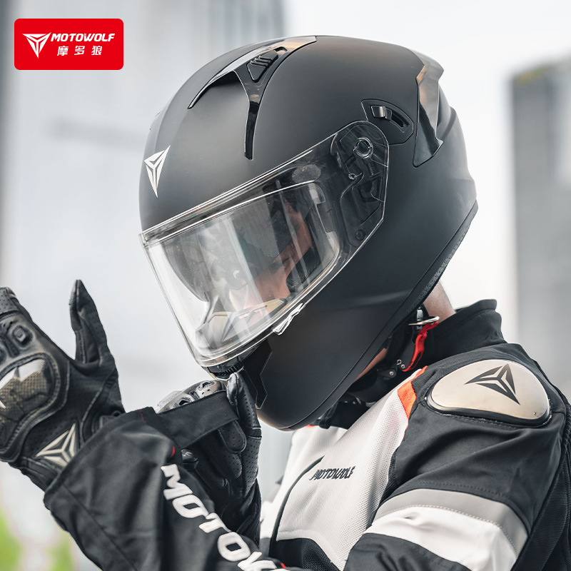 MOTOWOLF-protector Universal para casco de motocicleta, película antiniebla HD, visera gris, inserto de lente, pegatina impermeable resistente a la niebla