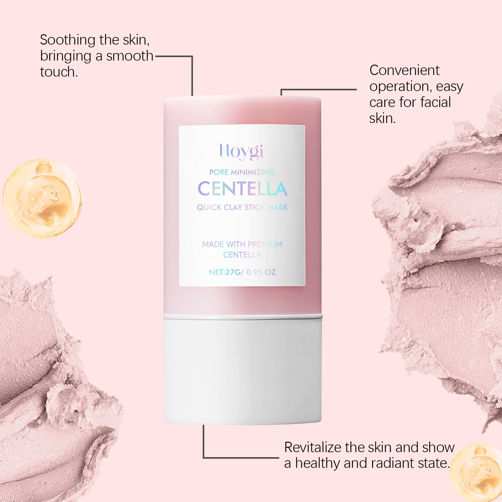 Hoygi Centella Asiatica Clay Mask Stick Soothing Calming Detoxifying Hydrating Anti-irritation Easy Application All Skin Types