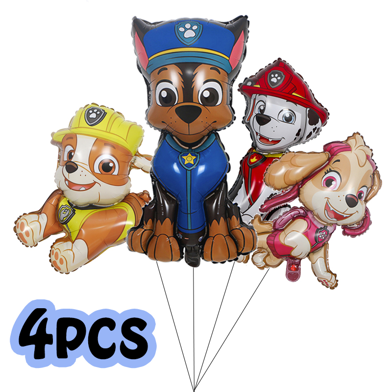 4 個パウパトロールテーマバルーンパーティー装飾用品救助犬チェイス瓦礫アルミホイルバルーン子供の誕生日ギフト