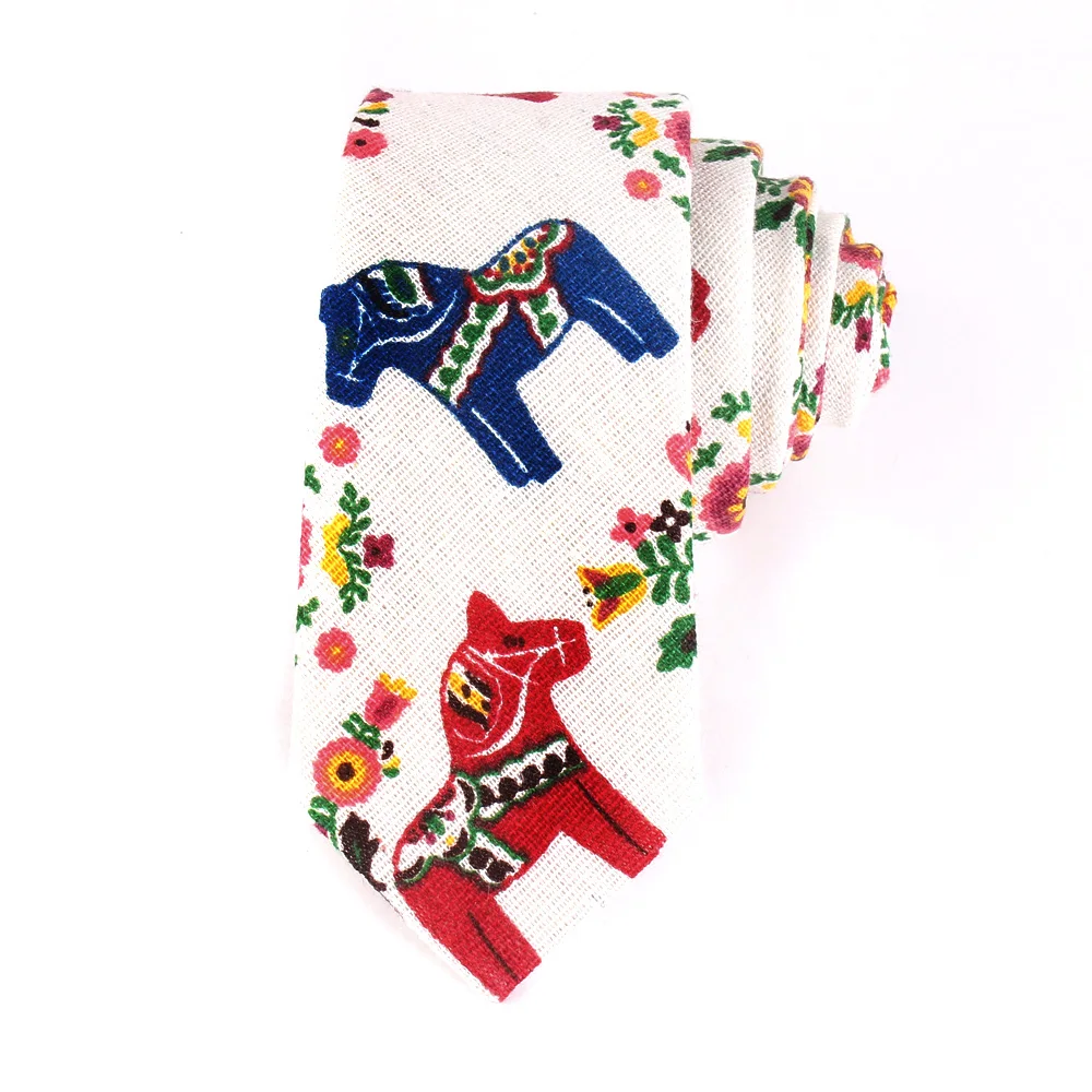 Mới Thiết Kế In Quan Hệ Giản Dị Hẹp Tie Ties for Men Hip-Hop Party Hoa Bông Skinny Tie Cravat