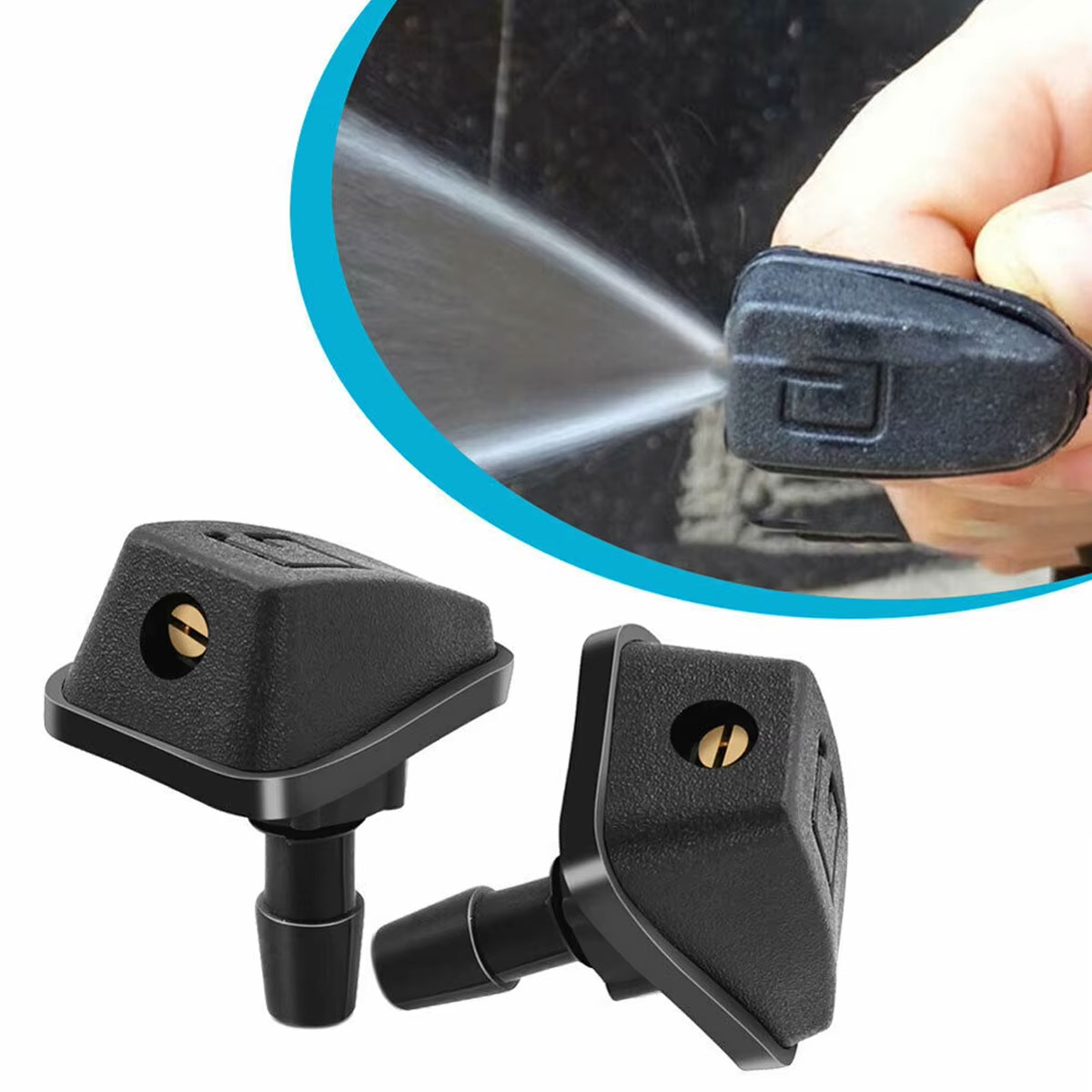 2PCS Auto Frontscheibe Wischer Düse Auto Fan-förmigen Nebel Scheibenwaschanlage Wasser Spray Jets Düsen Zubehör