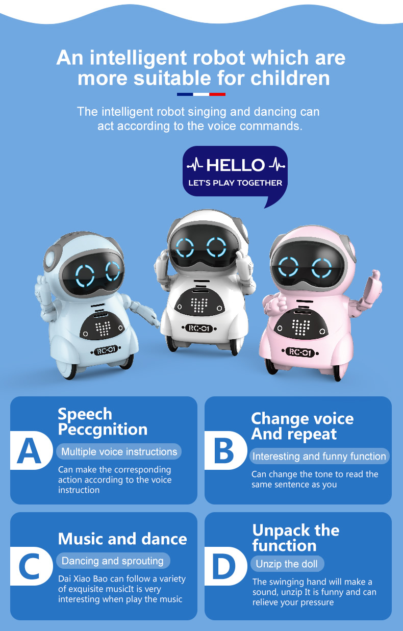 939A Pocket Robot Talking Interactive Dialogue Speech Recognition Record Singing Dancing Telling Story Boy Girl Toys Kawaii Gift
