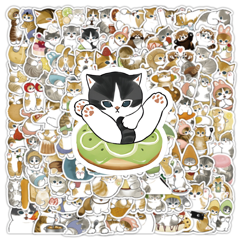 100PCS Kätzchen Katze Ästhetische Aufkleber Wasserdichte PVC Dekoration Aufkleber kinder Schreibwaren Scrapbooking Notebooks Gepäck Aufkleber