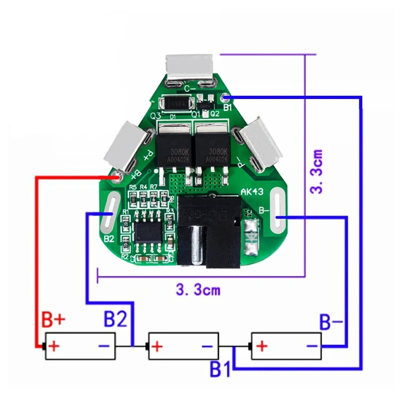 Scheda di protezione del caricabatteria al litio 3S 40A 12.6V BMS per motore del trapano Protezione da sovracorrente da sovraccarico Migliora l'equilibrio