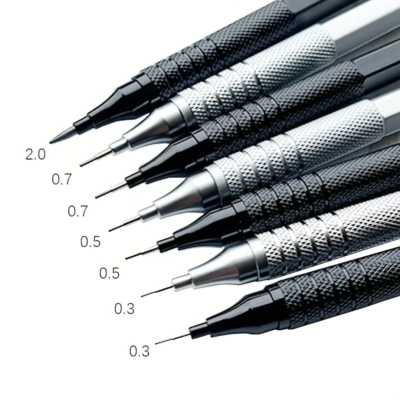 Lápiz mecánico de 0,3/0,5/0,7/0,9/2,0mm, centro de gravedad bajo, dibujo de Metal, lápiz especial, suministros de arte para escritura de oficina para la escuela