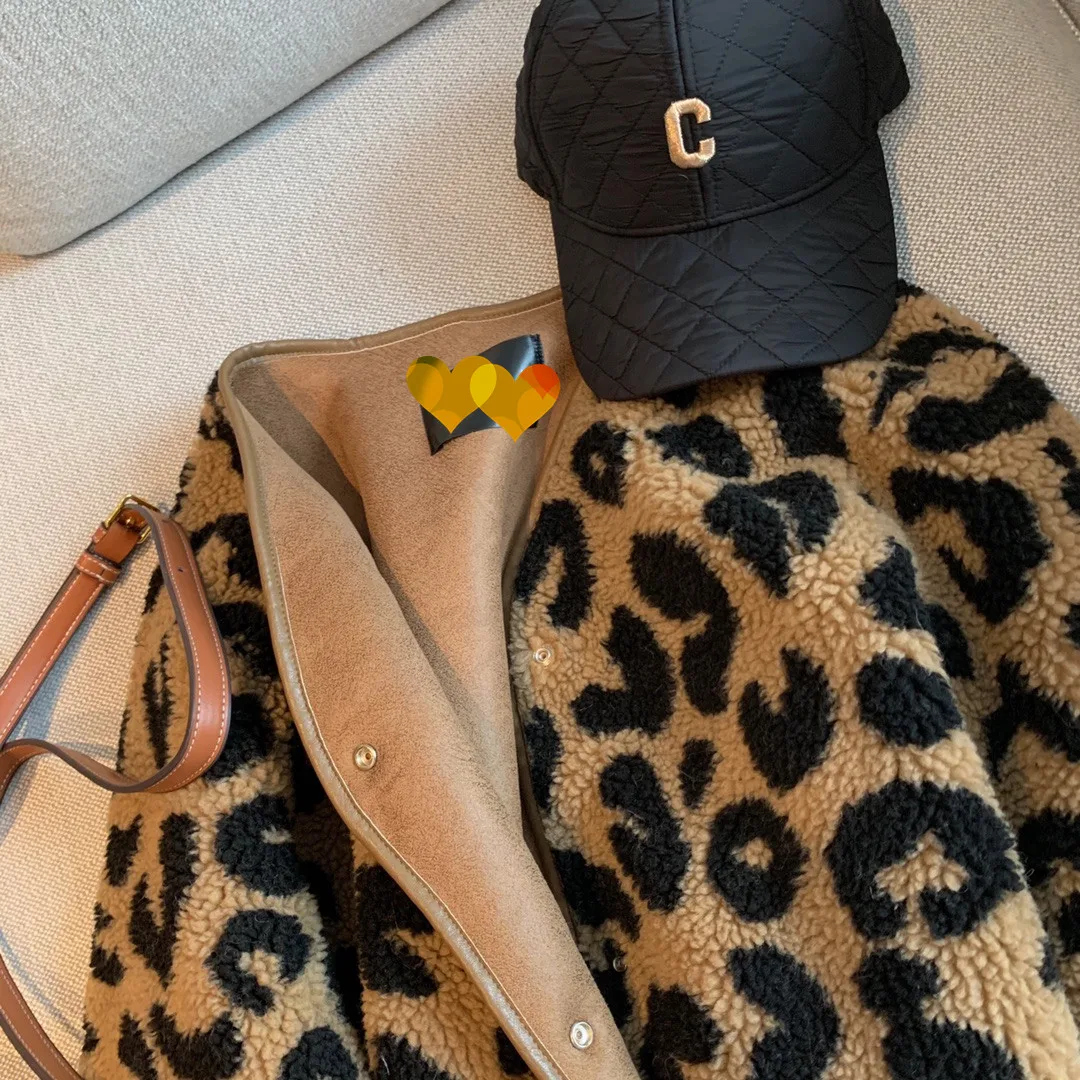 Leopardo impressão de pele de uma peça curta jaqueta feminina primavera e outono 2021 coreano solto casual grosso topos