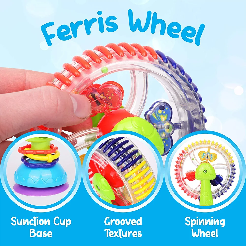 Ferris Wheel Baby Montessori Toy with Suction, Cute Soft for Toddler, Fine Motor Skills, Random Color, Birthday Gift