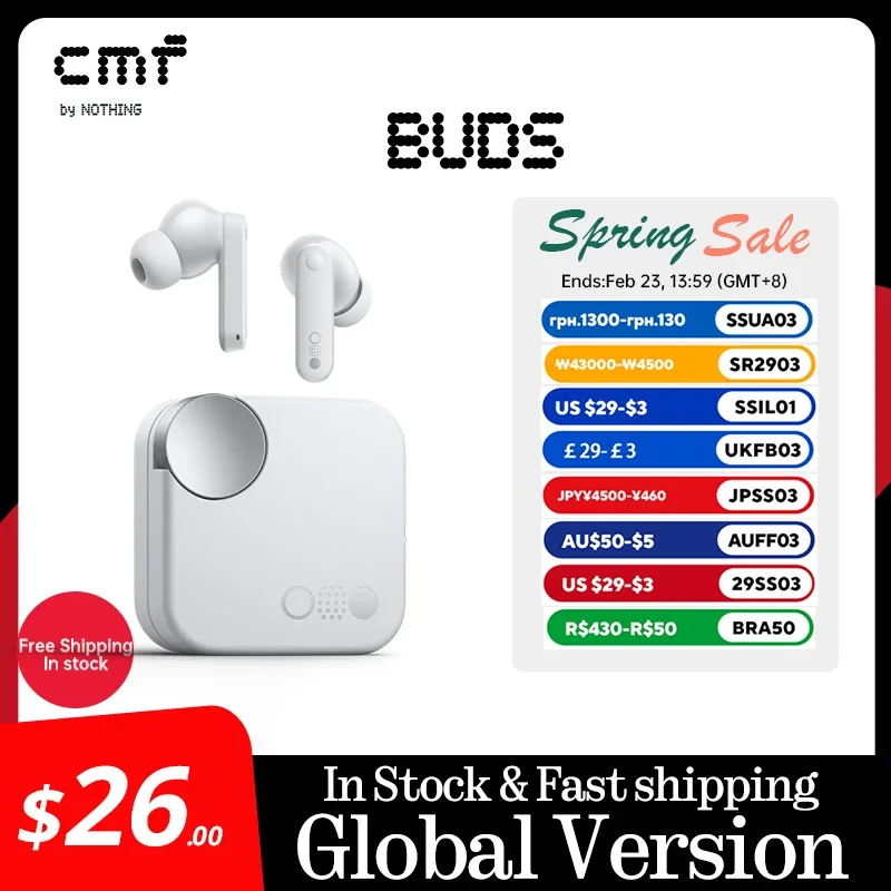 Global Verison CMF от Nothing Buds с активным шумоподавлением 42 дБ ANC и режимом прозрачности IP54 Bluetooth 5.3