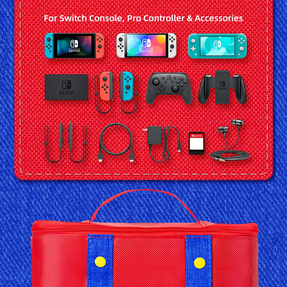 大型保護ケース Switch OLED コンソール用 プロコントローラー トラベル収納バッグケース Switch アクセサリー用