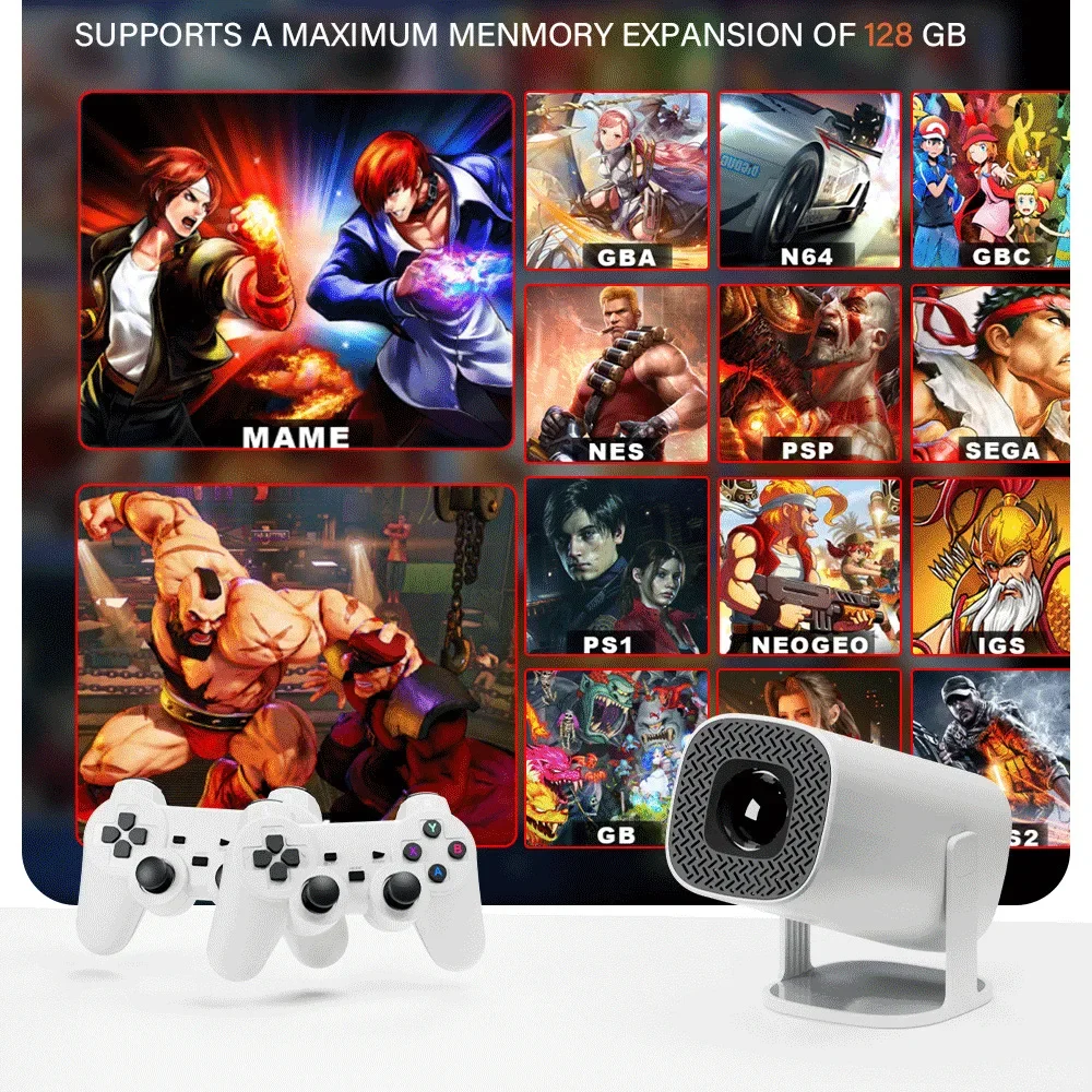 RUSMR New S40 ultra mini intelligent projector: 720P gaming projector, Android 11, WiFi, 8GB and classic Ps1 console support
