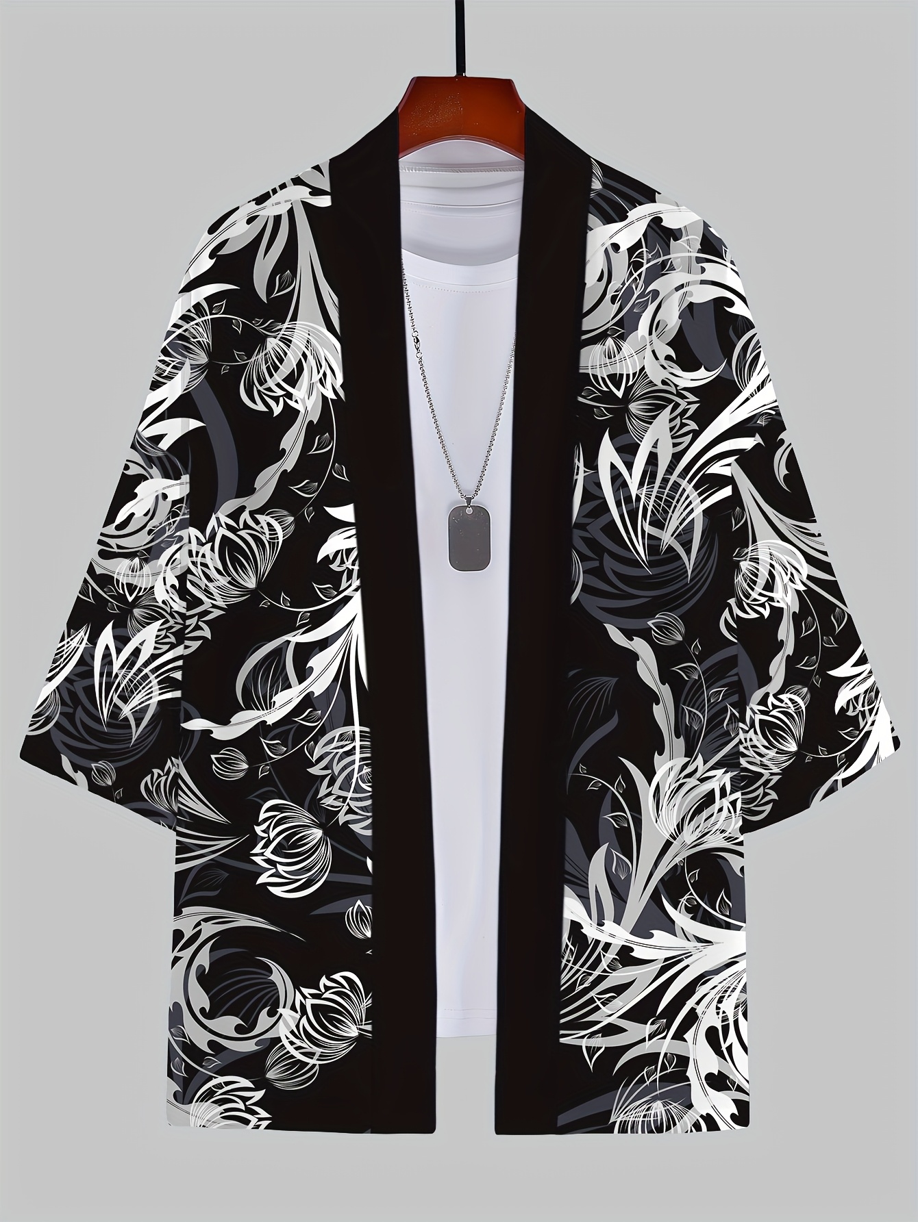 Kimono Unisex con estampado de dragón blanco y negro, cárdigan informal de moda, traje Yukata, ropa informal japonesa, ropa tradicional