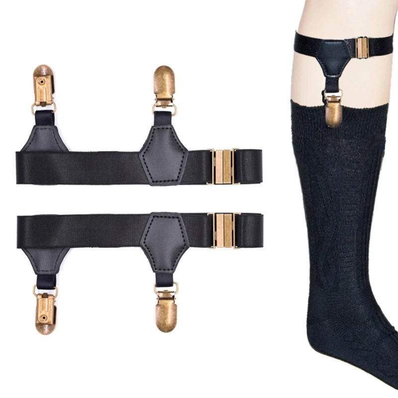 Tất Đen Áo Giá Đỡ Garters Dây Đôi Kim Loại Chống Trơn Trượt Kẹp