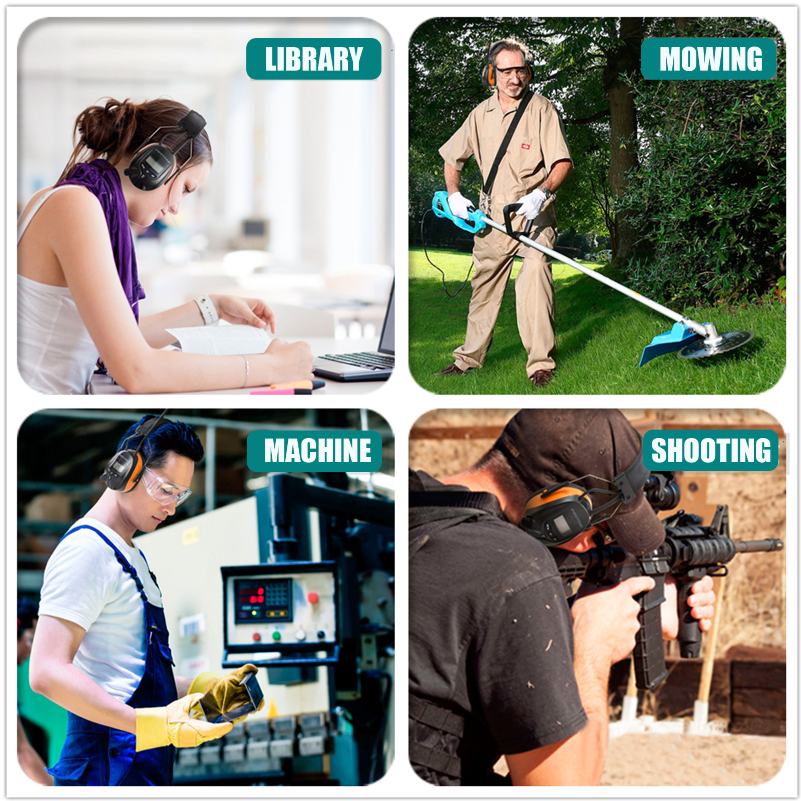 PROTEAR DAB/FM protectores auditivos de Radio con auriculares electrónicos recargables Bluetooth SNR 30db orejeras inalámbricas con cancelación de ruido